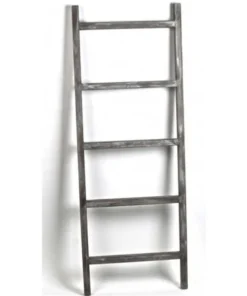Hi-Line Gift YNG-007 Vintage Style Wooden Decorative Ladder; Grey