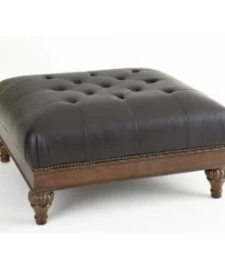 Myco Furniture MA8000T Manhattan Leather Ottoman; Black
