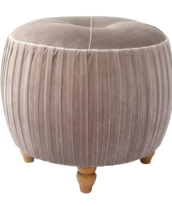 New Pacific Direct 1600008-187 Helena Small Round Ottoman Natural Wood Legs; Chamoise