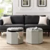 Posh Living Adrian Velvet Upholstered Tufted Octagon Storage Ottoman - Light Grey