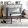 Posh Living Caleb Modern Contemporary Mirrored 2-Drawer Vanity Table with Stool Set - Grey