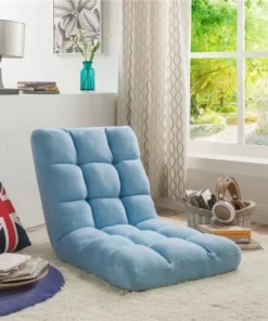 Posh Living Microplush Modern Armless Quilted Recliner Chair with foam filling and steel tube frame - Blue