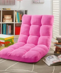 Posh Living Microplush Modern Armless Quilted Recliner Chair with foam filling and steel tube frame - Pink