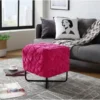 Posh Living LON210-02FC-UE Jenna Square Ottoman - Hand Upholstered; Fuchsia Velvet