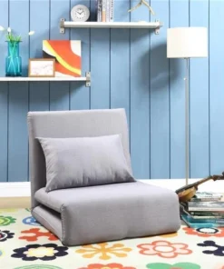 Posh Living Relaxie Linen 5-Position Adjustable Convertible Flip Chair Sleeper Dorm Bed Couch Lounger Sofa - Grey