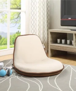 Posh Living Quickchair Indoor & Outdoor Portable Multiuse Foldable Mesh Floor Chair - Beige with Brown