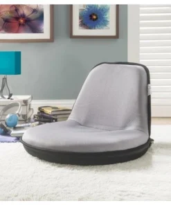 Posh Living Quickchair Indoor & Outdoor Portable Multiuse Foldable Mesh Floor Chair - Light Grey with Black