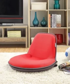Posh Living Quickchair Indoor & Outdoor Portable Multiuse Foldable Mesh Floor Chair - Red with Grey