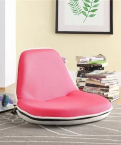 Posh Living Quickchair Indoor & Outdoor Portable Multiuse Foldable Mesh Floor Chair - Pink with White