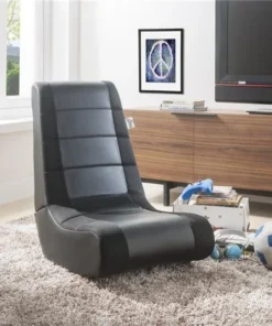 Posh Living Rockme Video Gaming Rocker Chair for Kids Teens Adults & Boys or Girls - Black with Black