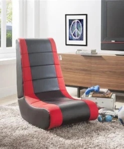 Posh Living Rockme Video Gaming Rocker Chair for Kids Teens Adults & Boys or Girls - Black with Red