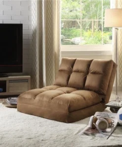 Posh Living FC40-09BN-UE Loungie Microsuede Foam Filling Steel Tube Frame Modern Flip Chair; Brown - 8.66 x 29.13 x 46.06 in.