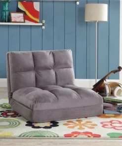 Posh Living FC40-09GR-UE Loungie Microsuede Foam Filling Steel Tube Frame Modern Flip Chair; Grey - 8.66 x 29.13 x 46.06 in.