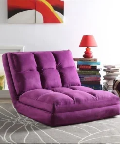 Posh Living FC40-09PL-UE Loungie Microsuede Foam Filling Steel Tube Frame Modern Flip Chair; Purple - 8.66 x 29.13 x 46.06 in.