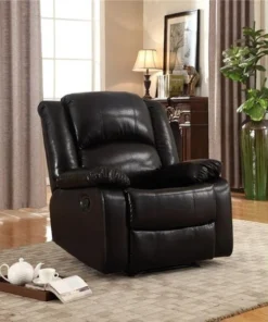 Nathaniel Home Samantha Bonded Leather Glider Recliner; Black Color