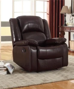 Nathaniel Home Samantha Bonded Leather Glider Recliner; Brown Color
