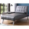 Nathaniel Home 90026-11GY Button Tufted Back Convertible Chaise Lounger with Lumber Support Pillow; Gray