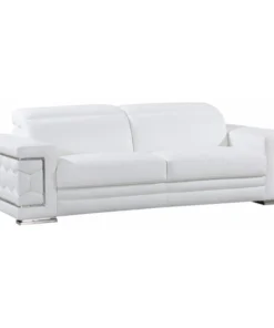 HomeRoots 329593 89 in. Sturdy White Leather Sofa