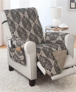 212 Main 703681 Recliner Furniture Protector; French Damask Black & Taupe