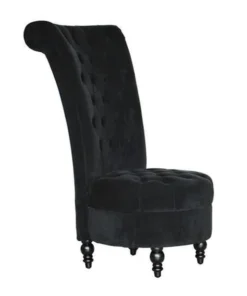 Convenience Concepts Tufted High Back Velvet Accent Chair; Black - 45 in.