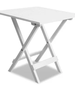 Onlinegymshop.Com Online Gym Shop CB18705 Outdoor Folding Square Coffee & Side Table Acacia Wood; White