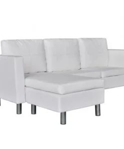 Onlinegymshop.Com Online Gym Shop CB18353 3-Seater L-shaped Artificial Leather Sectional Sofa; White