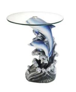 Ore Furniture K-0721 Glass Top Dolphin End Table; 24 in.