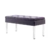 Ore Furniture HB4750 18 in. Navy Blue Tufted Mid-Century Storage Bench Nailhead Trim with Acrylic Clear Legs