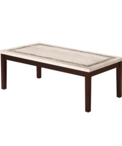 Ore International TS-612 17.5 in. Ivory Knox Faux Marbelized Granite Top Coffee Table