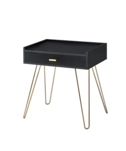 ORE International FF-0707BK 23.5 in. Black Allen Mid-Century Accent Table with Copper Hairpin Legs