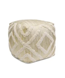 Pasargad Home PPF-064-1GLD Grand Canyon Cotton Pouf - Gold Foiled - 17.75 x 17.75 x 17.75 in.