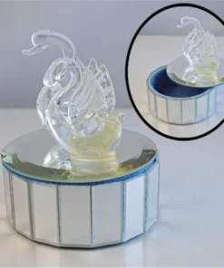 Designer Jewelry WMSwanBox Swan Trinket Box Glass mirror jewelry box