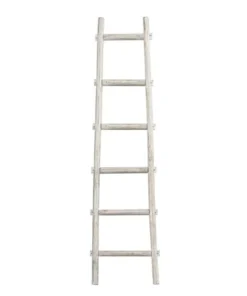 Screen Gems SGT087 White 6 ft. 6 Step Blank Rock Decorative Wooden Ladder