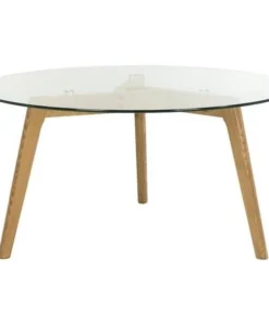 Safavieh FOX8209A Marjoram Round Glass Coffee Table; Clear Class