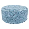 Saro Lifestyle SARO PU1932.BL 21 x 9 in. Outdoor Ottoman with Blue Kaleidoscope Design