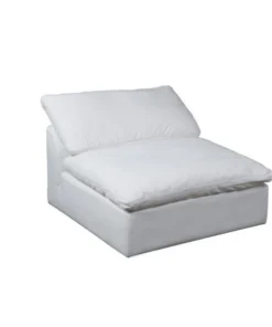 Sunset Trading SU-145837-391081 Cloud Puff Slipcovered Armless Sofa Sectional Modular Chair - Performance White
