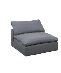 Sunset Trading SU-145837-391094 Cloud Puff Slipcovered Armless Sofa Sectional Modular Chair - Performance Gray