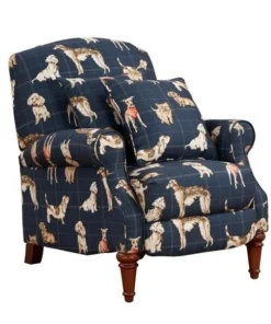 Sunset Trading SU-1090-86-8034-47 38 x 32 x 38 in. Happy Dog Manual Reclining Chair with Two Matching Pillows - Blue Tan & Cream