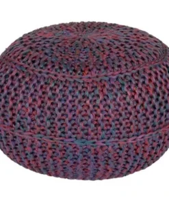 Surya WTPF-001 Wisteria 20 x 20 x 14 in. Pouf; Garnet; Dark Purple & Denim