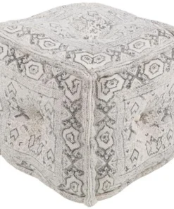 Surya DVPF001-161616 Daveed 16 x 16 x 16 in. Pouf; White & Charcoal