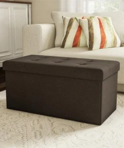 Lavish Home 80-FOTT-6 Large Folding Storage Bench Ottoman - Brown
