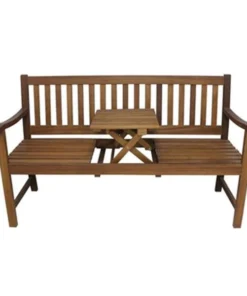 United General Supply 259638 Tan Bench with Fold Up Table; 59 x 25.2 x 36.2 in.