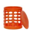 NuSteel TT-102NGV Otto Storage Stool - Round Plastic Storage Ottoman with Oval Perforated Pattern Dark Orange