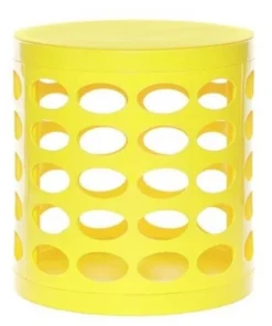 NuSteel TT-107YBV Otto Storage Stool - Round Plastic Storage Ottoman with Oval Perforated Pattern Yellow
