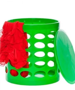 NuSteel TT-108GBV Otto Storage Stool - Round Plastic Storage Ottoman with Oval Perforated Pattern Green