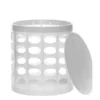 NuSteel TT-104WHV Otto Storage Stool - Round Plastic Storage Ottoman with Oval Perforated Pattern White