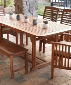 Walker Edison Furniture Co WalkerEdison OWTEXBR Acacia Wood Patio Butterfly Table; Brown