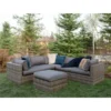Walker Edison Furniture Co Walker Edison Furniture OR4SCGY 4-Piece Gray Multi-Shade Rattan Sectional with Cushions