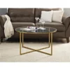 Walker Edison Furniture Co Walker Edison AF36ALCTGGD 36 in. Coffee Table with X-base; Glass & Gold