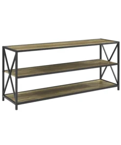 Walker Edison Furniture Co Walker Edison Furniture BS60XMWRO 60 in. X-Frame Metal & Wood Console Table; Rustic Oak